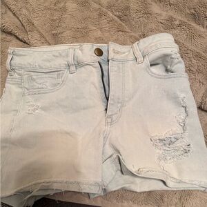 American Eagle Light Blue Distressed High-Rise Women’s Denim Shorts